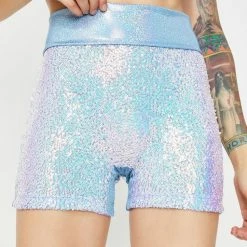 J Valentine Bottoms Lavender Dreams Sequin Biker Shorts