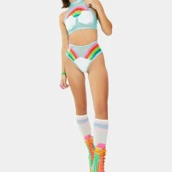 J Valentine Rainbow And Clouds Booty Shorts