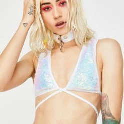 J Valentine Cosmic Ice Light Up Sequin Bra Top Tops