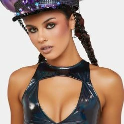 J Valentine Black Holo PVC Harness Top