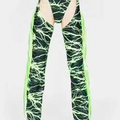 J Valentine Neon Lightning Fringe Belted Chaps Bottoms
