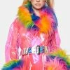 J Valentine Rainbow Vibrations Trench Coat With Belt Outerwear