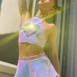 J Valentine Tops Vinyl Window Halter Top