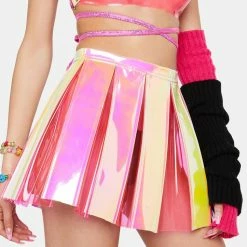J Valentine Bottoms Pink Lemonade Pleated Vinyl Skirt