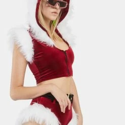 J Valentine Fur Trim Hooded Top