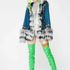 J Valentine Outerwear Teal Eskimo Kisses Mohair Jacket