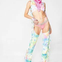 J Valentine Bottoms Rainbow Dimension Harness Fringe Chaps