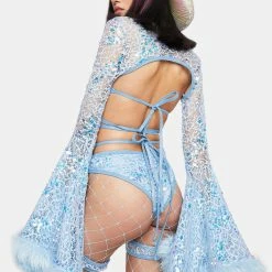 Budget π J Valentine Blue Sequin Faux Fur Trimmed Bell Sleeve Shrug π 9 J Valentine Blue Sequin Faux Fur Trimmed Bell Sleeve Shrug