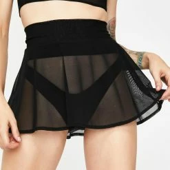 J Valentine Black Mesh Skater Skirt