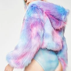 New π J Valentine Cotton π¬ Candy Faux-Fur Cropped Jacket Outerwear β€οΈ 8 J Valentine Cotton Candy Faux-Fur Cropped Jacket Outerwear