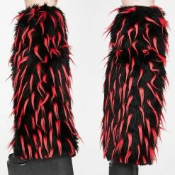 J Valentine Black & Red Faux Fur Leg Warmers