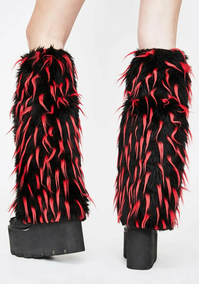 Discount π J Valentine Black & Red Faux Fur Leg Warmers β 4 J Valentine Black & Red Faux Fur Leg Warmers