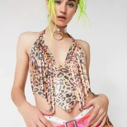 J Valentine Pink Leo Fringe Top