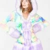 J Valentine Outerwear Milky Rainbow Hooded Coat