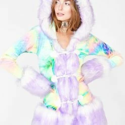 J Valentine Outerwear Milky Rainbow Hooded Coat