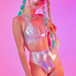 J Valentine Tops Holographic PVC Harness Top