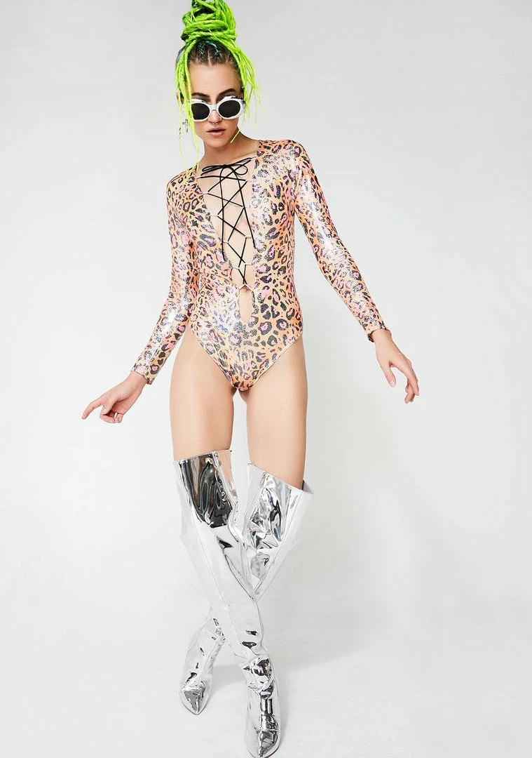 Hot Sale π J Valentine Tops Orange Leopard Lace-Up Bodysuit 𧨠7 J Valentine Tops Orange Leopard Lace-Up Bodysuit