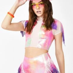 J Valentine Creamsicle Fringe Shorts