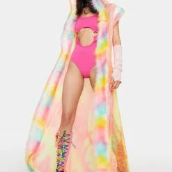 J Valentine Rainbow Sherbet Fishnet Duster Outerwear