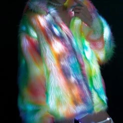 J Valentine Rainbow Flashing Lights Midi Jacket Outerwear