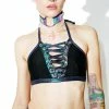 J Valentine Tops Deep Dive Lace-Up Halter Top