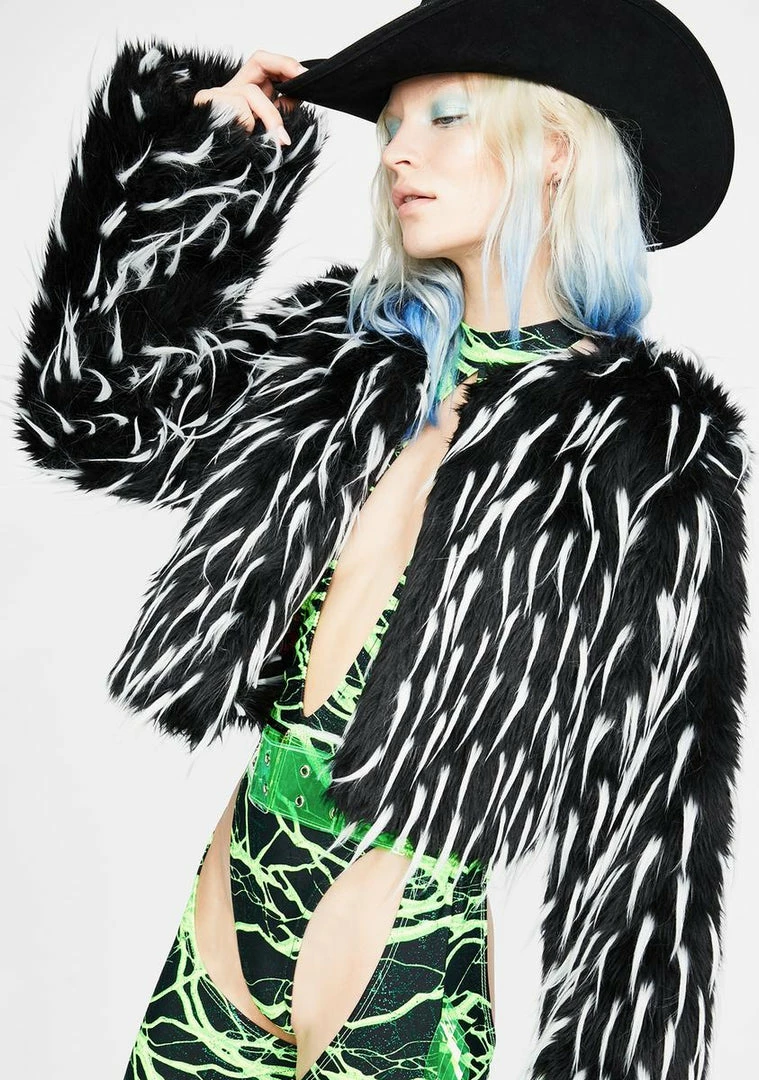 Promo π J Valentine White Tipped Faux Fur Jacket π 4 J Valentine White Tipped Faux Fur Jacket