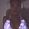 J Valentine White Hype Hologram Light-Up Wrap Top Bra Tops