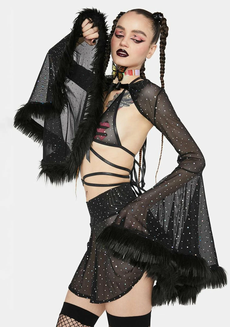 Best reviews of π J Valentine Tops Black Faux Fur Trimmed Bell Sleeve Shrug π 4 J Valentine Tops Black Faux Fur Trimmed Bell Sleeve Shrug