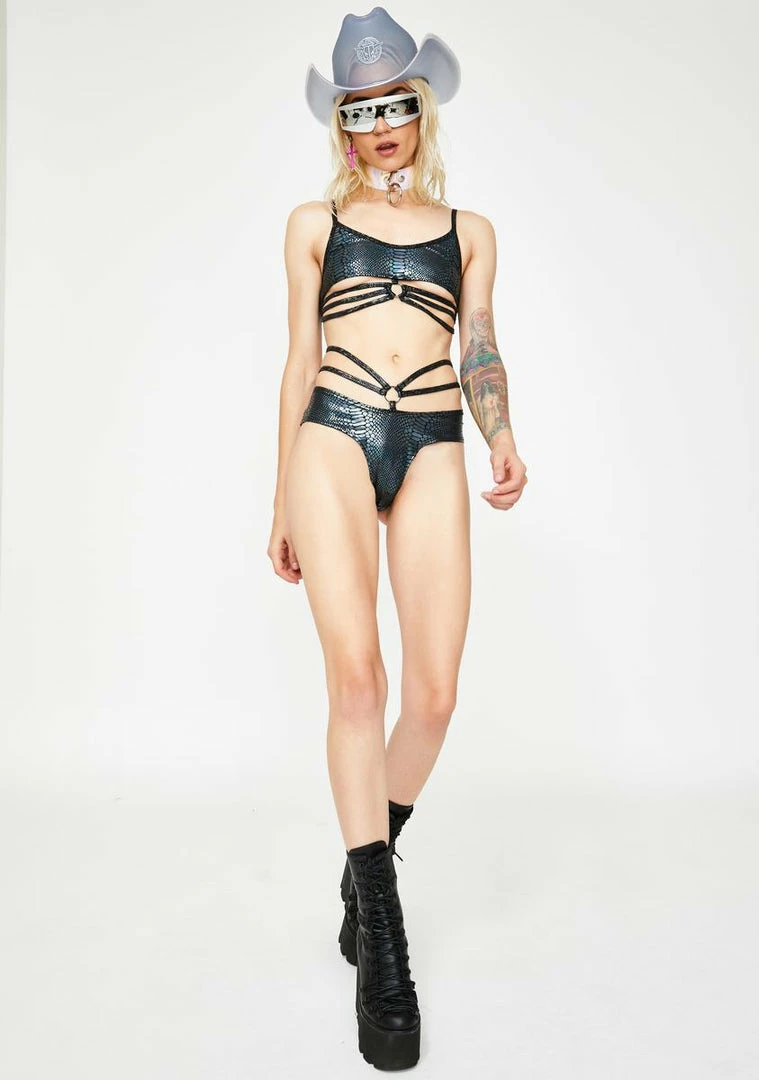 Flash Sale π J Valentine Black Python Strings & Rings Bottoms π€© 5 J Valentine Black Python Strings & Rings Bottoms