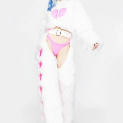 J Valentine Heart Window Light Up Faux Fur Chaps