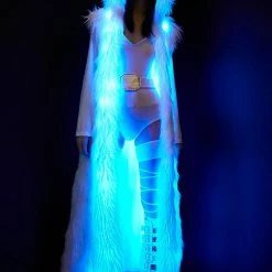 J Valentine Blue Princess Light-Up Hooded Faux Fur Duster