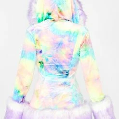 J Valentine Outerwear Milky Rainbow Hooded Coat