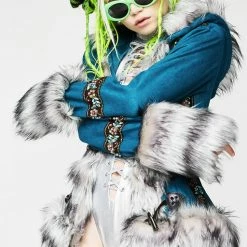 J Valentine Outerwear Teal Eskimo Kisses Mohair Jacket