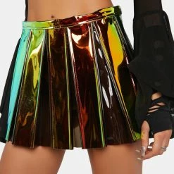 J Valentine Pleated Skirt Brimstone Smoke Pleated Vinyl Skirt
