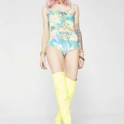 J Valentine Tie- Dye Faux Suede Lace-Up Tank Tops