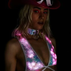 J Valentine Cosmic Ice Light Up Sequin Bra Top Tops
