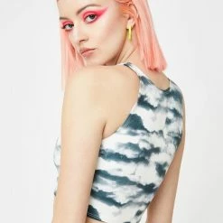 J Valentine Tops Storm Eyeball Crop Top