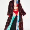 J Valentine Red Tipped Faux Fur Coat