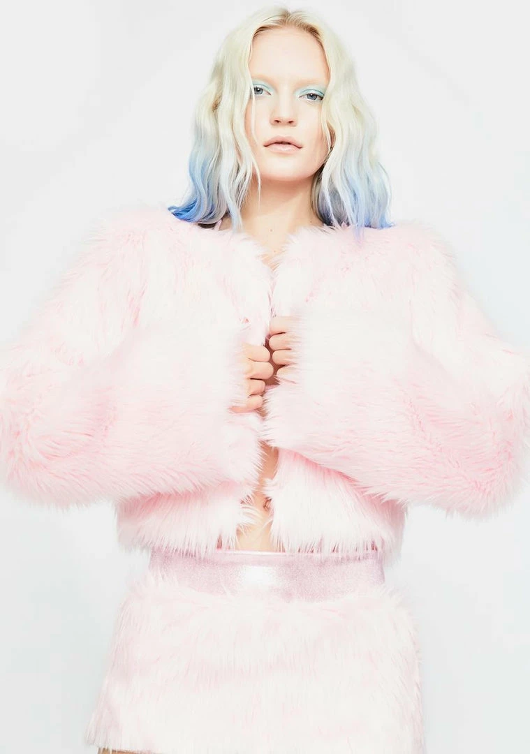 Flash Sale π J Valentine Outerwear Butterfly Pink Faux Fur Jacket 𧨠3 J Valentine Outerwear Butterfly Pink Faux Fur Jacket