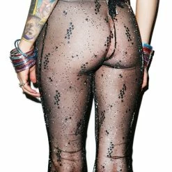 J Valentine Starry Sequin Mesh Bell Bottoms