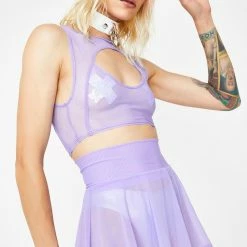 J Valentine Bottoms Lavender Mesh Skater Skirt