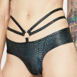 J Valentine Black Python Strings & Rings Bottoms