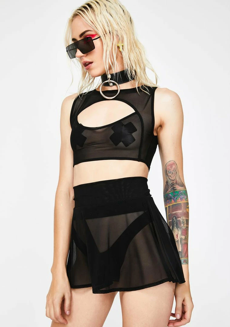 Top 10 π J Valentine Black Mesh Keyhole Crop Top π 4 J Valentine Black Mesh Keyhole Crop Top