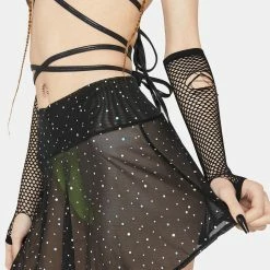 J Valentine Holographic Dot Circle Skirt Mini Skirt