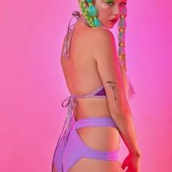 J Valentine Pyramid Coated Mesh Halter Top