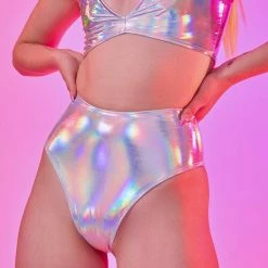 J Valentine Bottoms Holographic PVC Booty Shorts