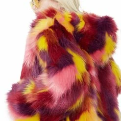 J Valentine Faux Fur Hooded Cropped Jacket