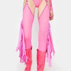 J Valentine Pink Karma Cowgirl Fringe Chaps