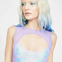 J Valentine Lavender Dreams Sequin Keyhole Crop Top