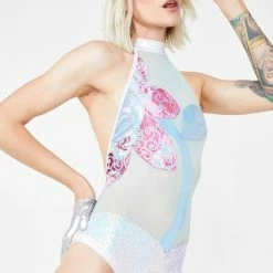 J Valentine Flower Power Sequin Bodysuit Tops
